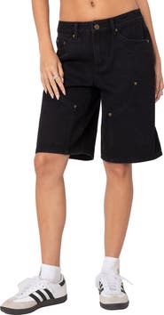 EDIKTED Jacqui Low Rise Denim Bermuda Shorts