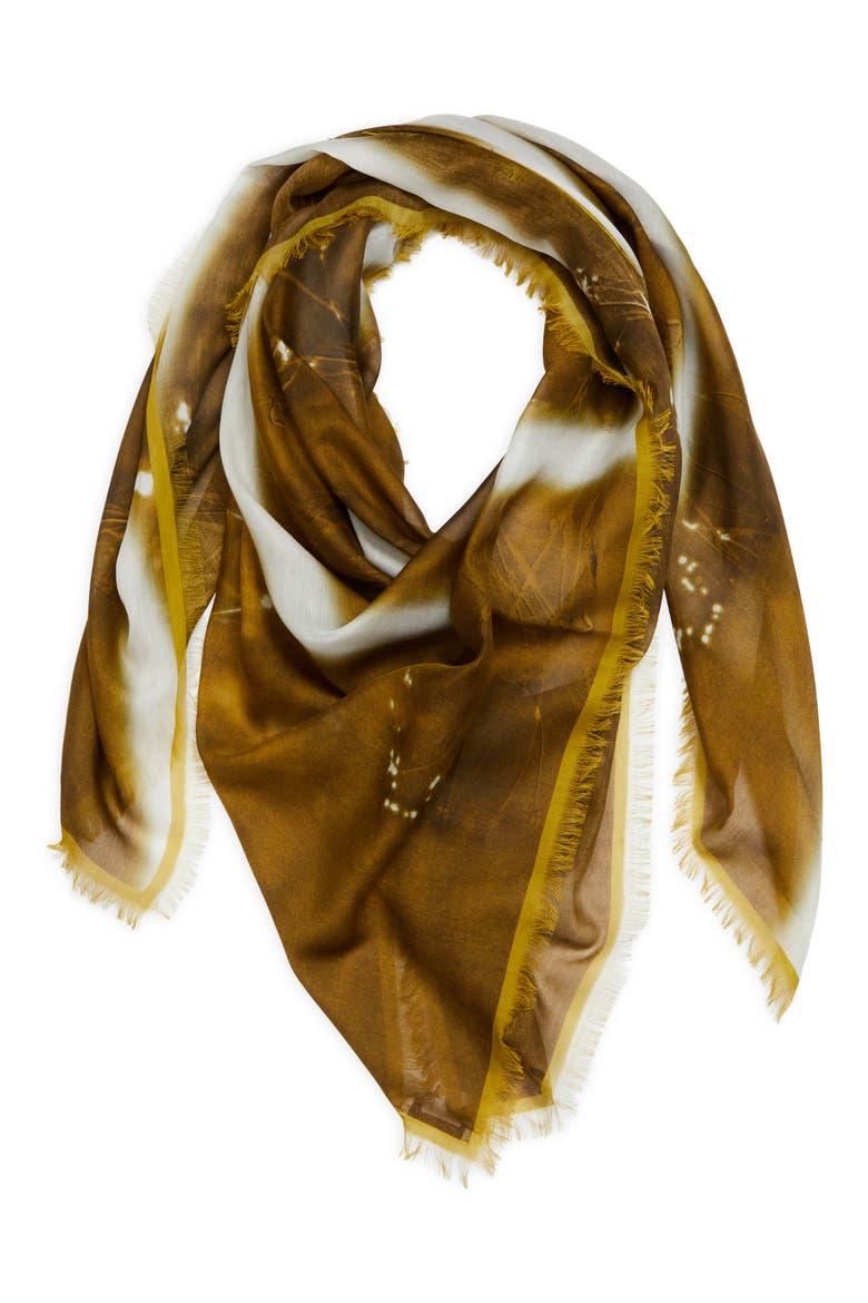 Wild Desert Square Cotton & Silk Scarf, Main, color, GREEN YUCCA MULTI