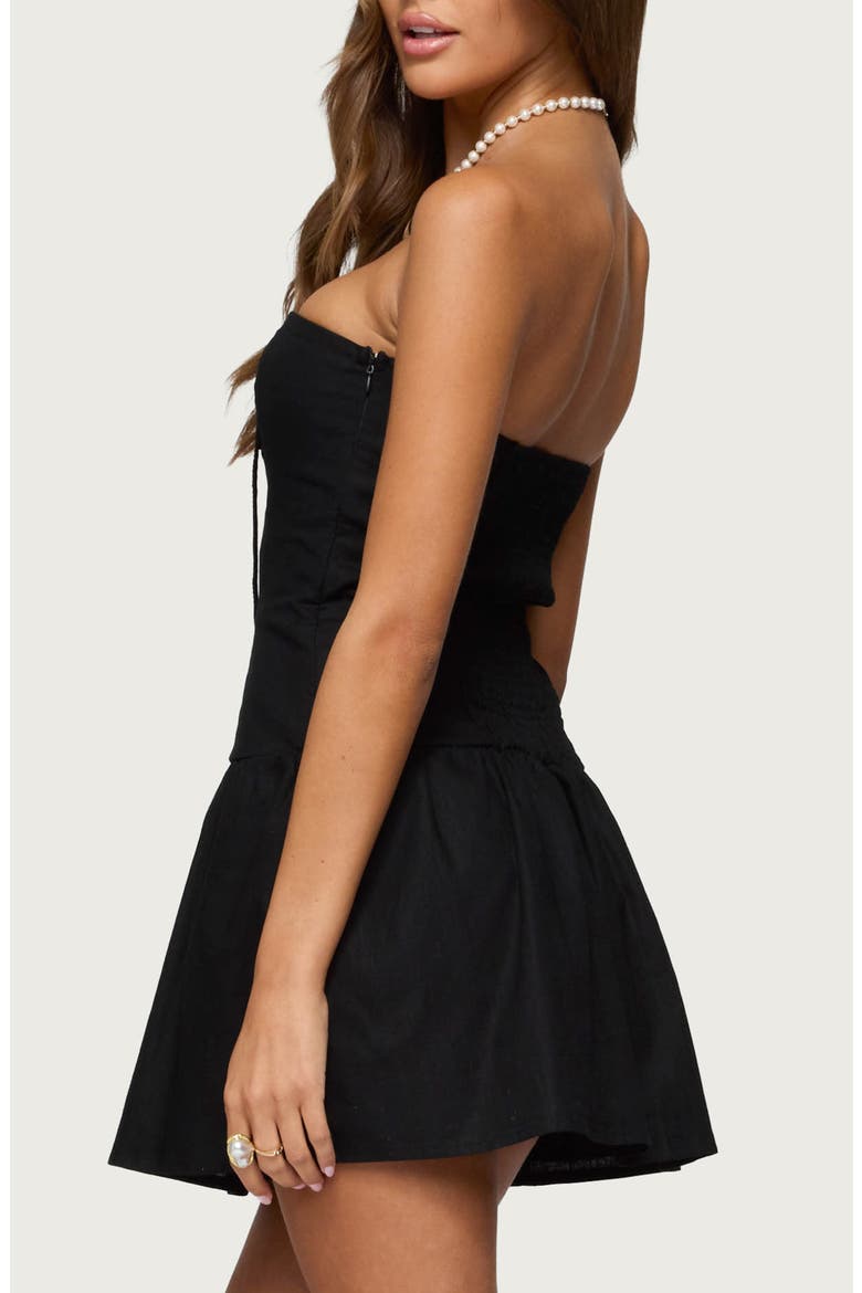 Cecelie Linen Blend Strapless Minidress, Alternate, color, BLACK
