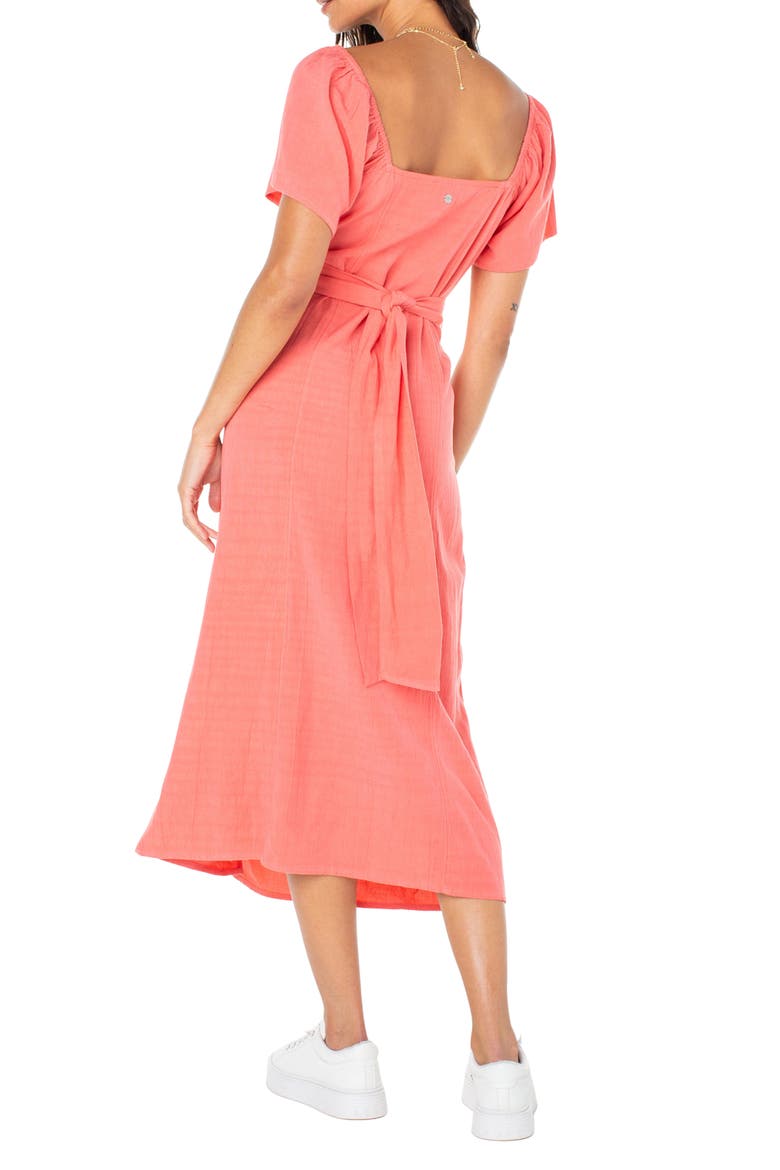 Bungalow Bliss Tie Back Midi Dress, Alternate, color, SUGAR CORAL SOLID