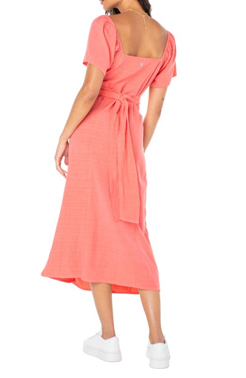 Roxy Bungalow Bliss Tie Back Midi Dress In Sugar Coral Solid