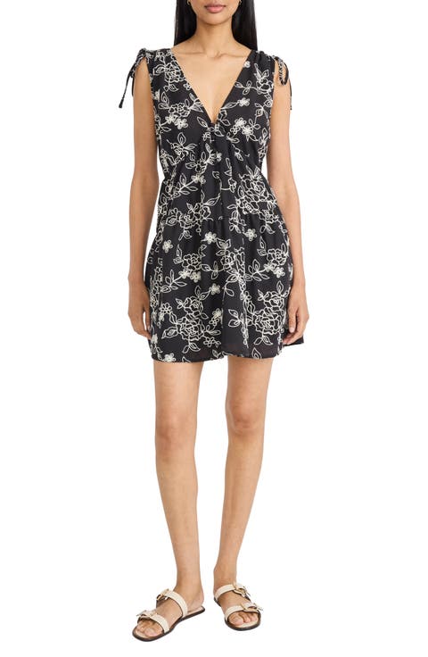 Embroidered V-Neck Minidress