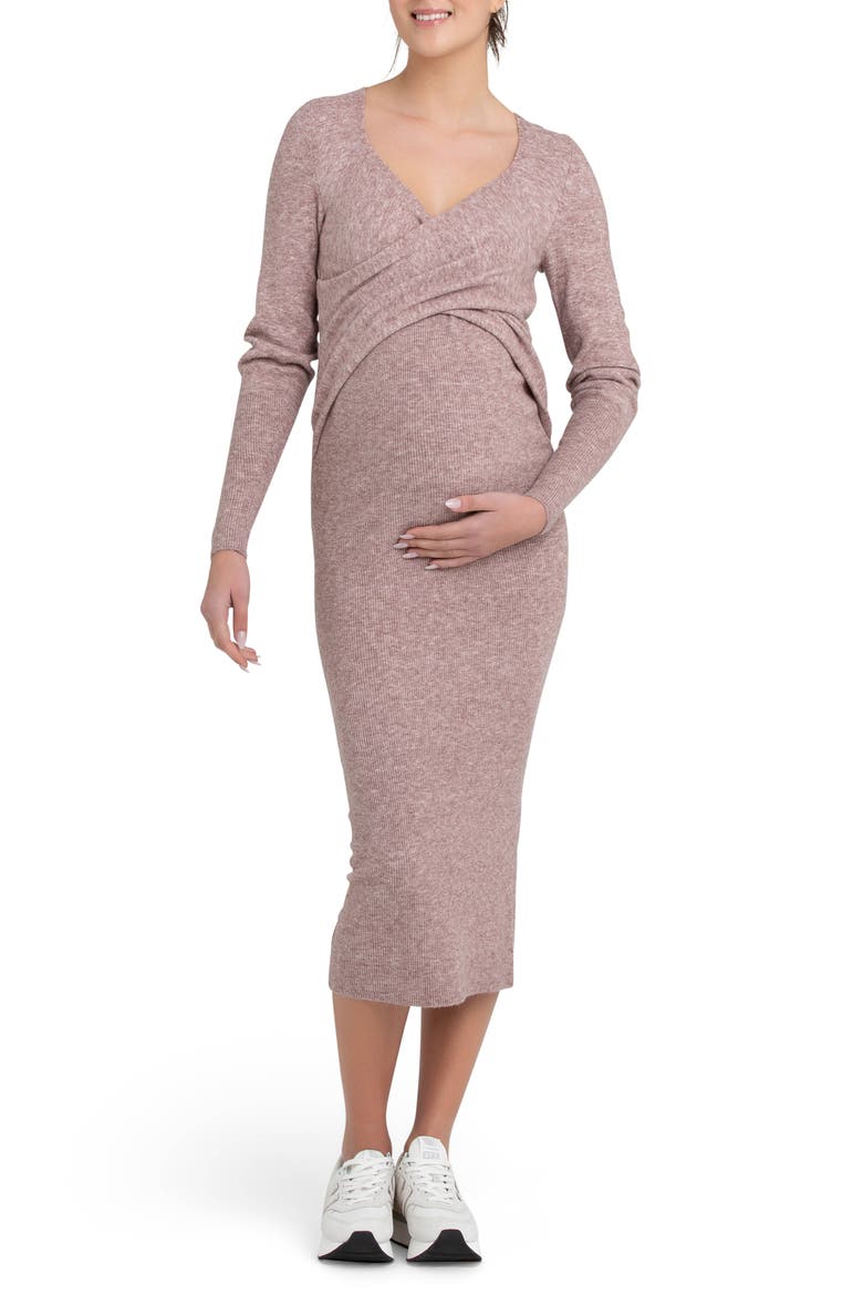Heidi Long Sleeve Maternity/Nursing Dress, Main, color, PINK MARL