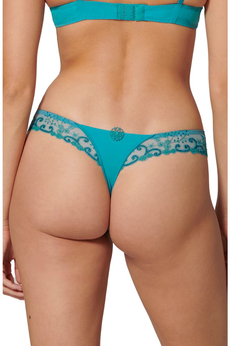 Delice Embroidered Thong, Alternate, color, ATOLL BLUE