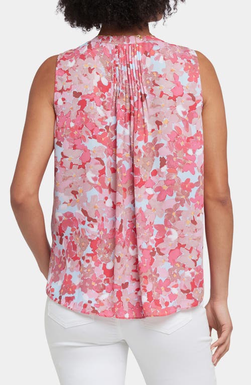 Nydj Print Pleat Back Sleeveless Split Neck Blouse In Luciana