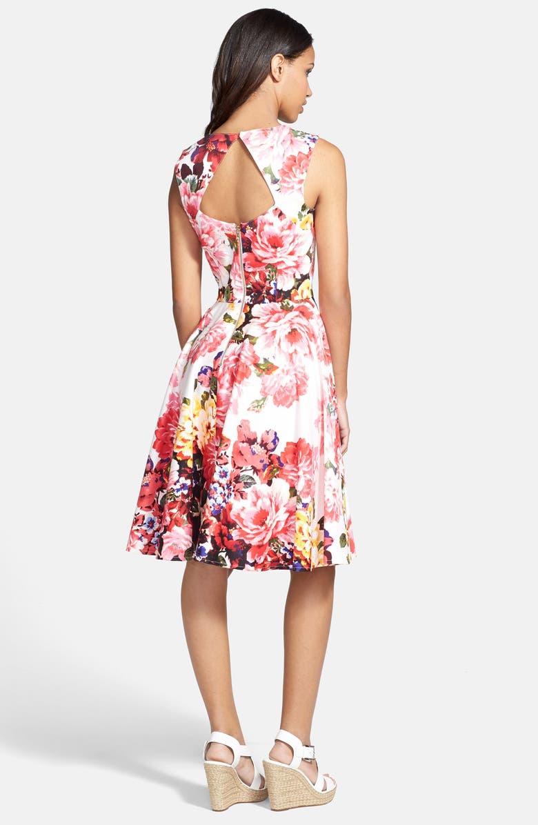 Maggy London Floral Print Cotton Sateen Fit & Flare Dress, Alternate, color, 