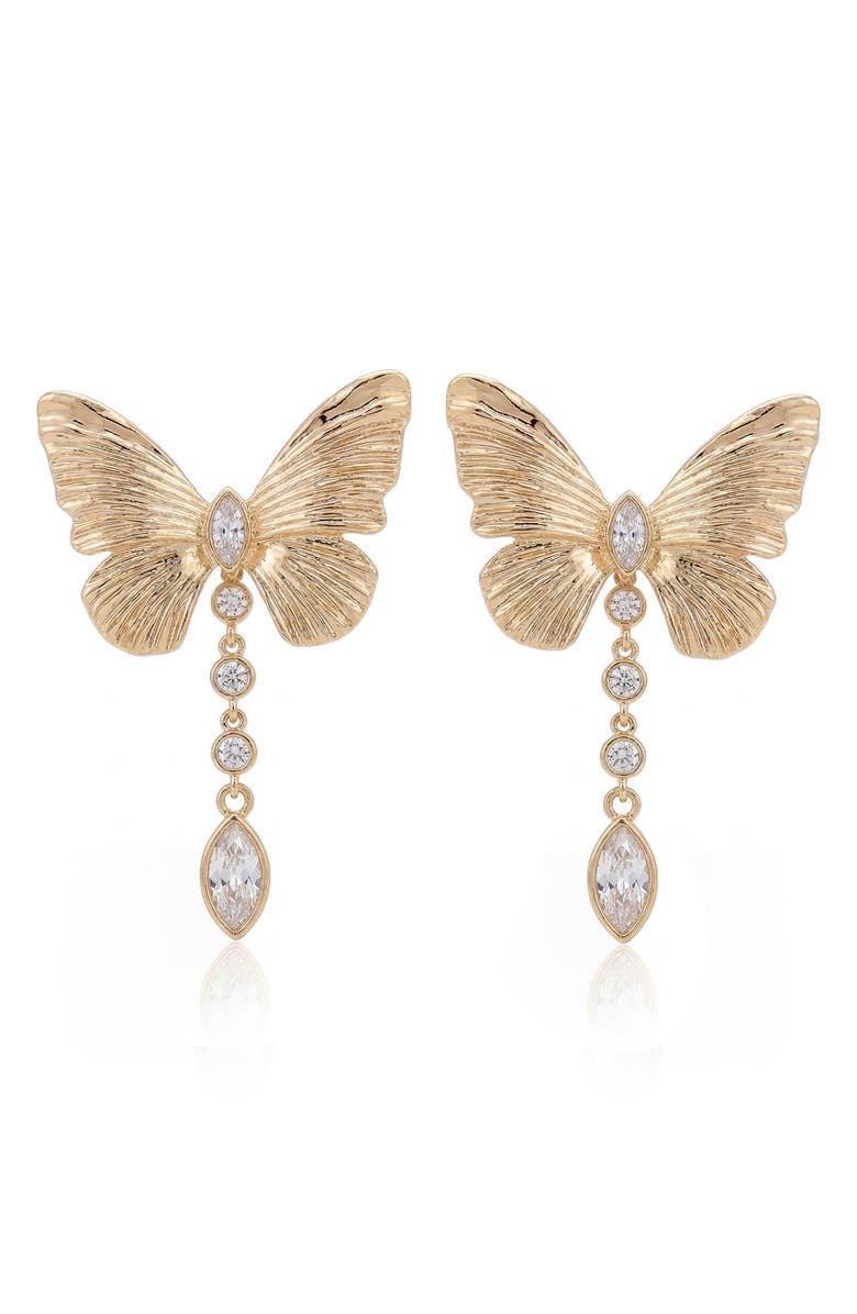 Ettika Fluttering Glow Drop Earrings, Alternate, color, Gold