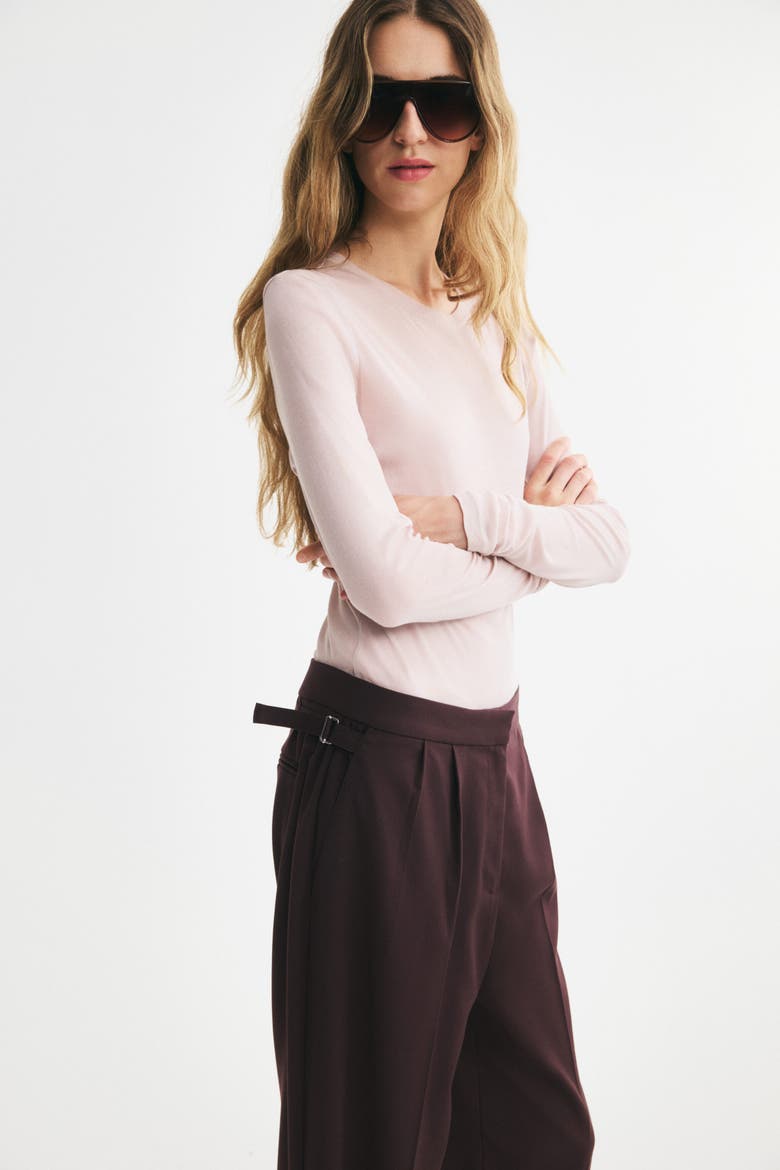 Pleated Tab-detail Pants, Alternate, color, Dark brown