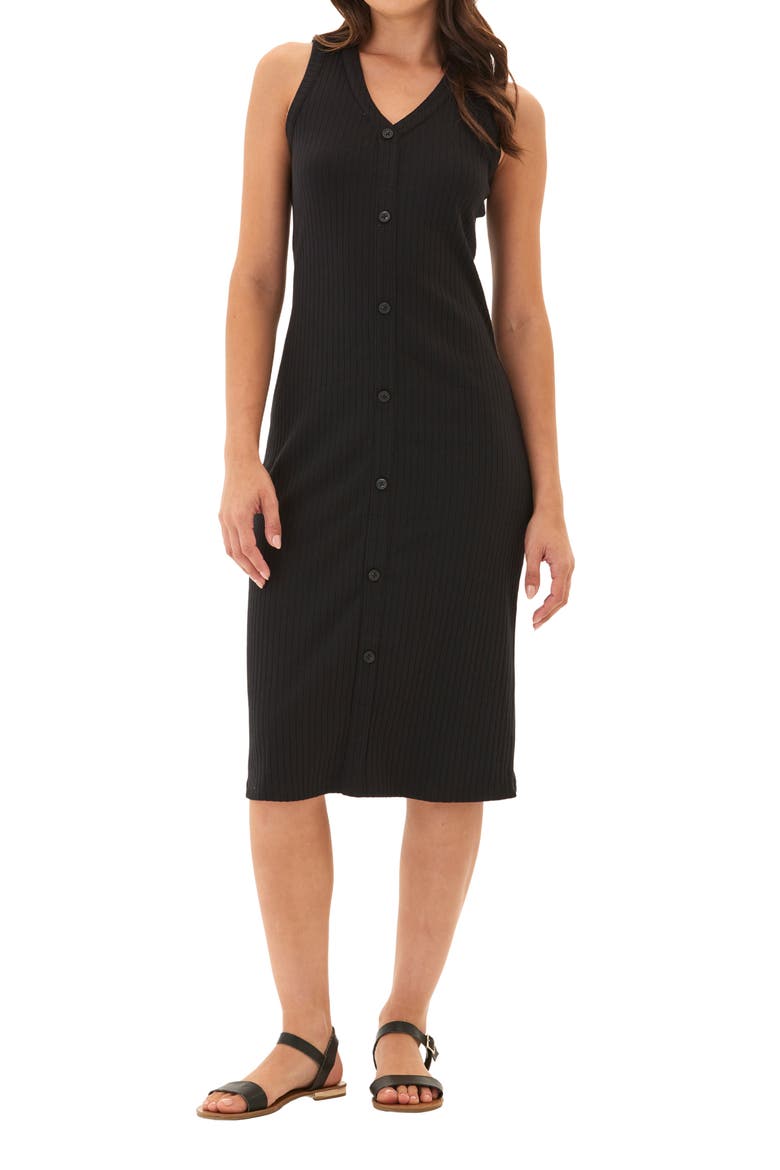 Micah Sleeveless Ribbed Tank Dress, Main, color, BLACK