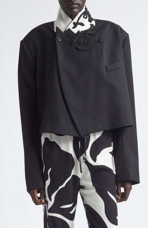 Bosea Crop Embroidered Wool Gabardine Jacket