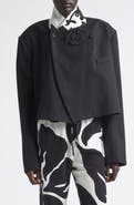 Dries Van Noten Bosea Crop Embroidered Wool Gabardine Jacket