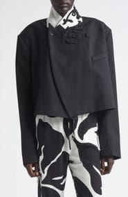 Dries Van Noten Bosea Crop Embroidered Wool Gabardine Jacket