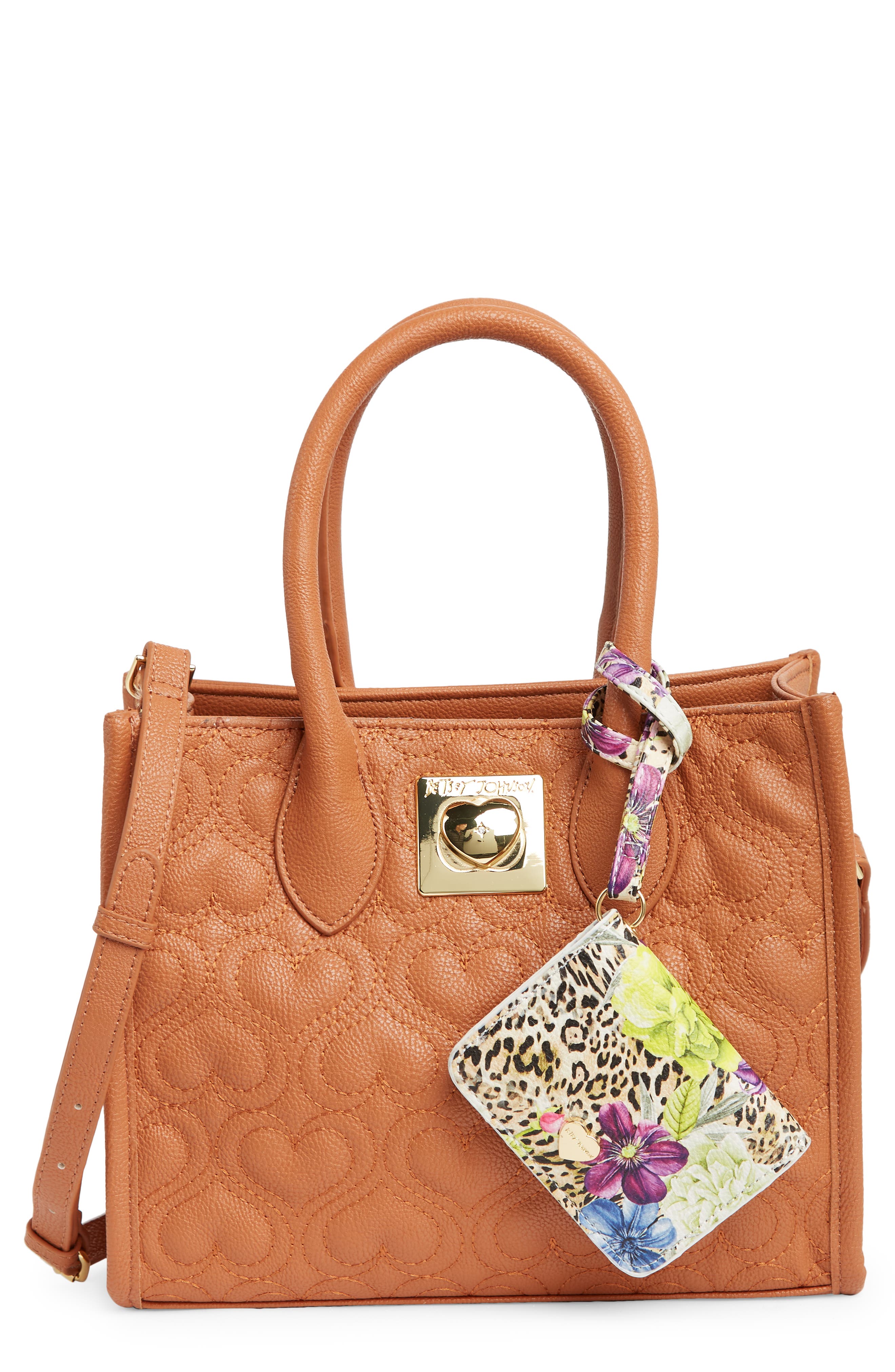Betsey Johnson Hazel Heart Quilted Satchel, Main, color, 