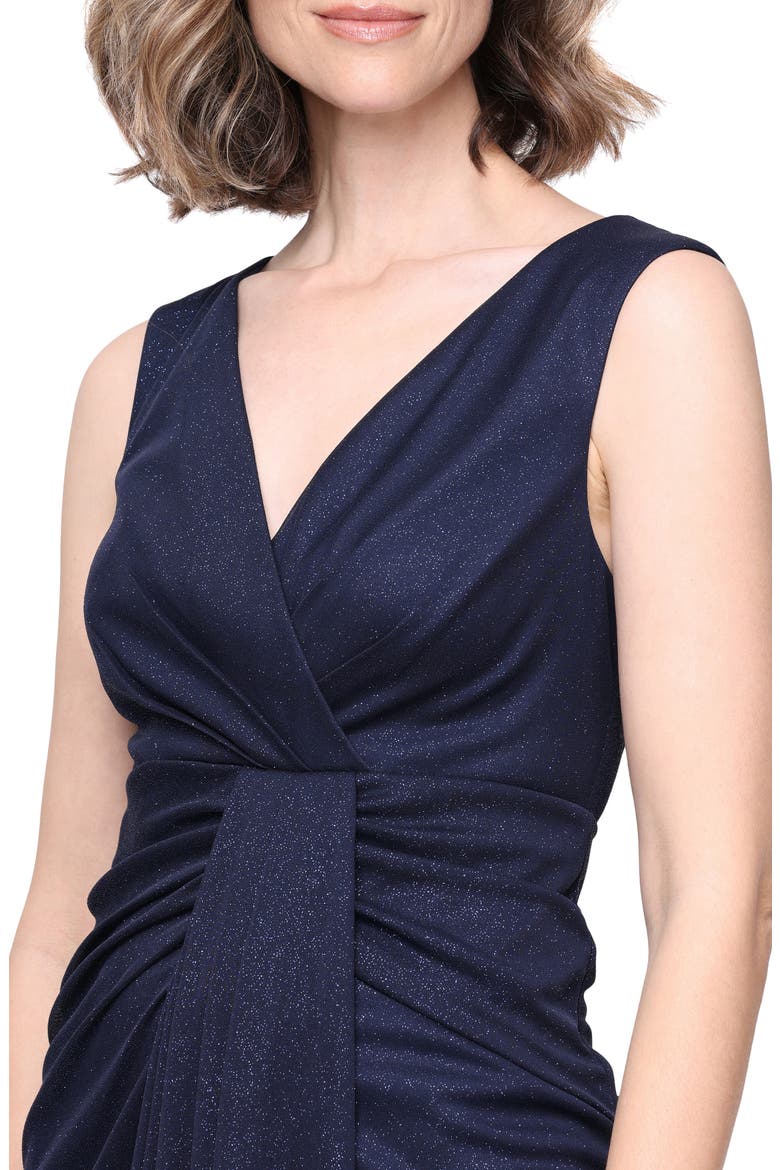 Sleeveless Glitter Mesh Gown, Alternate, color, DARK NAVY