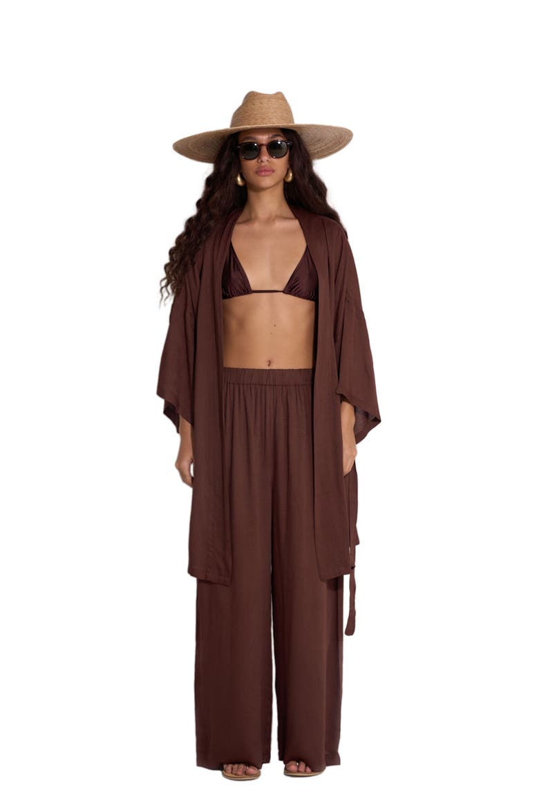 Satin Shore Robe Cover-Up, Main, color, Dark-Brown