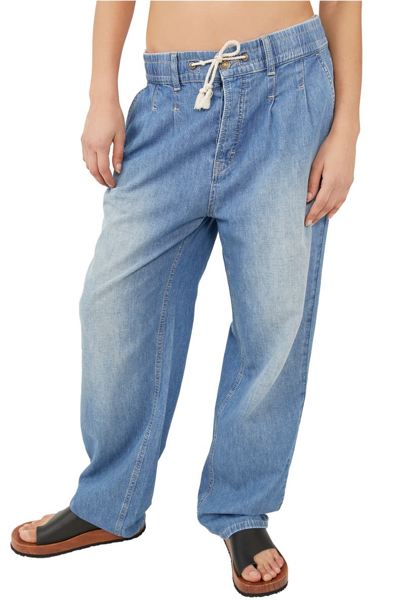Free People We the Free Luna Denim Tie Waist Pants, Main, color, 