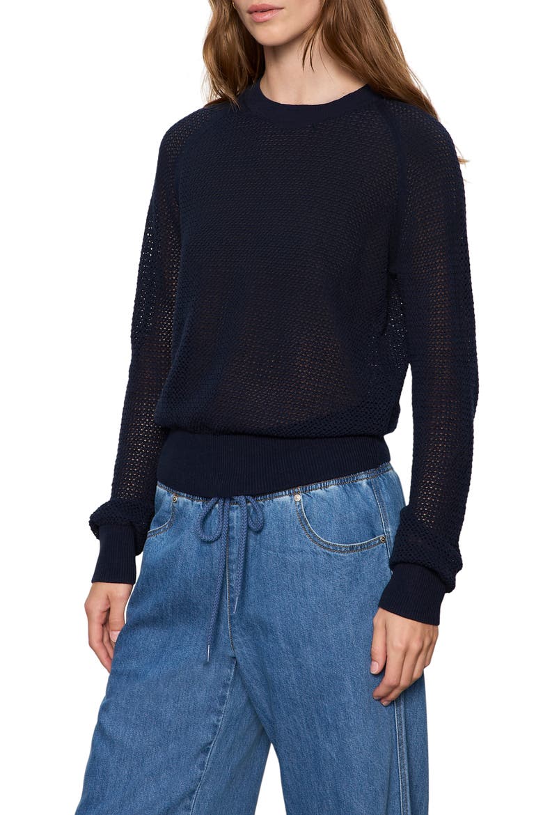 Soleil Open Stitch Sweater, Alternate, color, NAVY BLUE