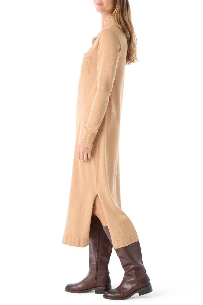 Adira Collar Long Sleeve Knit Maxi Dress, Alternate, color, BUTTERUM