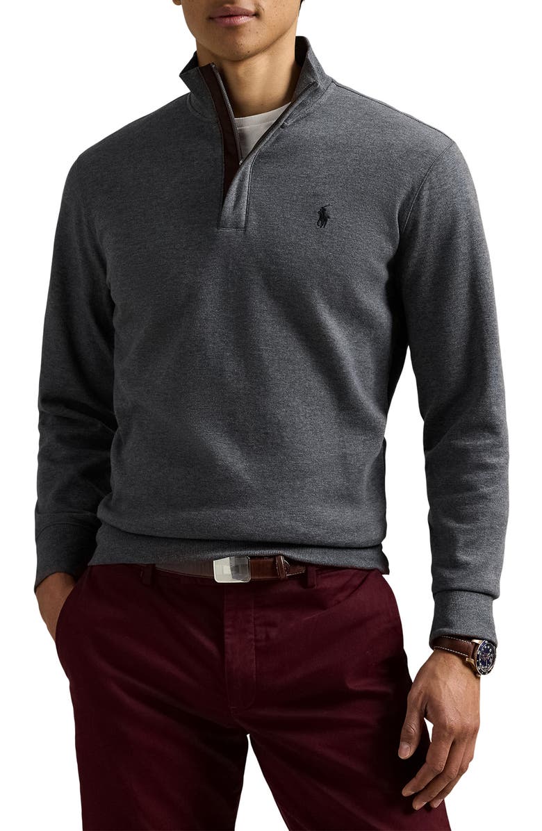 Polo Ralph Lauren Cotton Blend Quarter Zip Pullover, Main, color, Barclay Heather