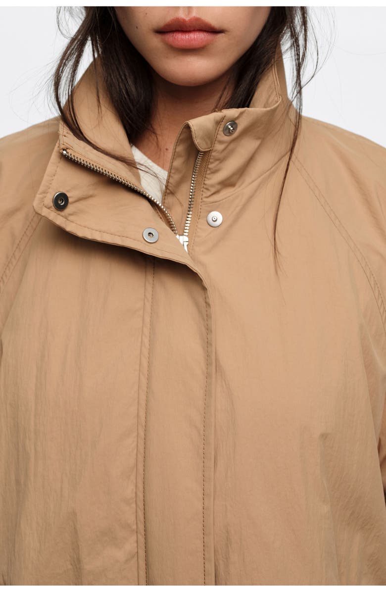 Bimba y Lola Fluid High Neck Trench, Alternate, color, Camel