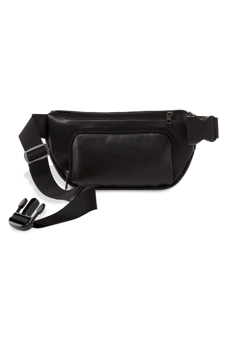 Faux Leather Diaper Belt Bag, Alternate, color, BLACK