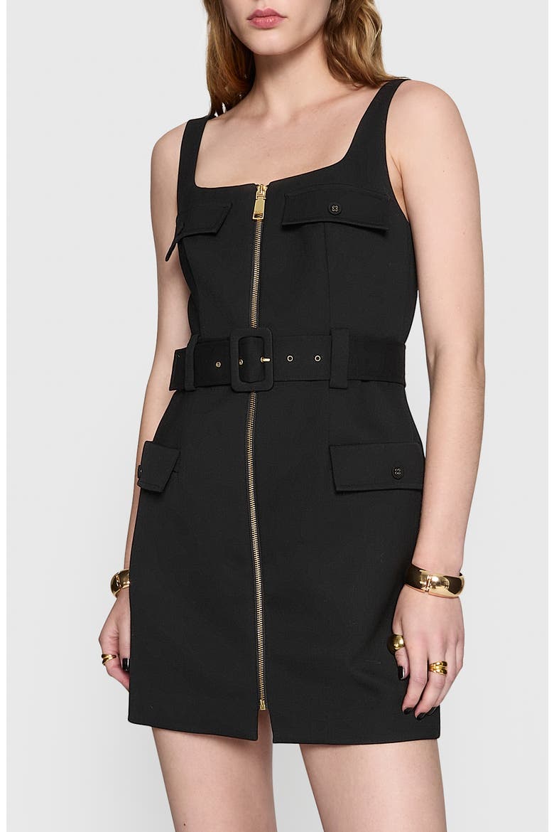 Fitted Wool Blend Utility Minidress, Main, color, TRUE BLACK