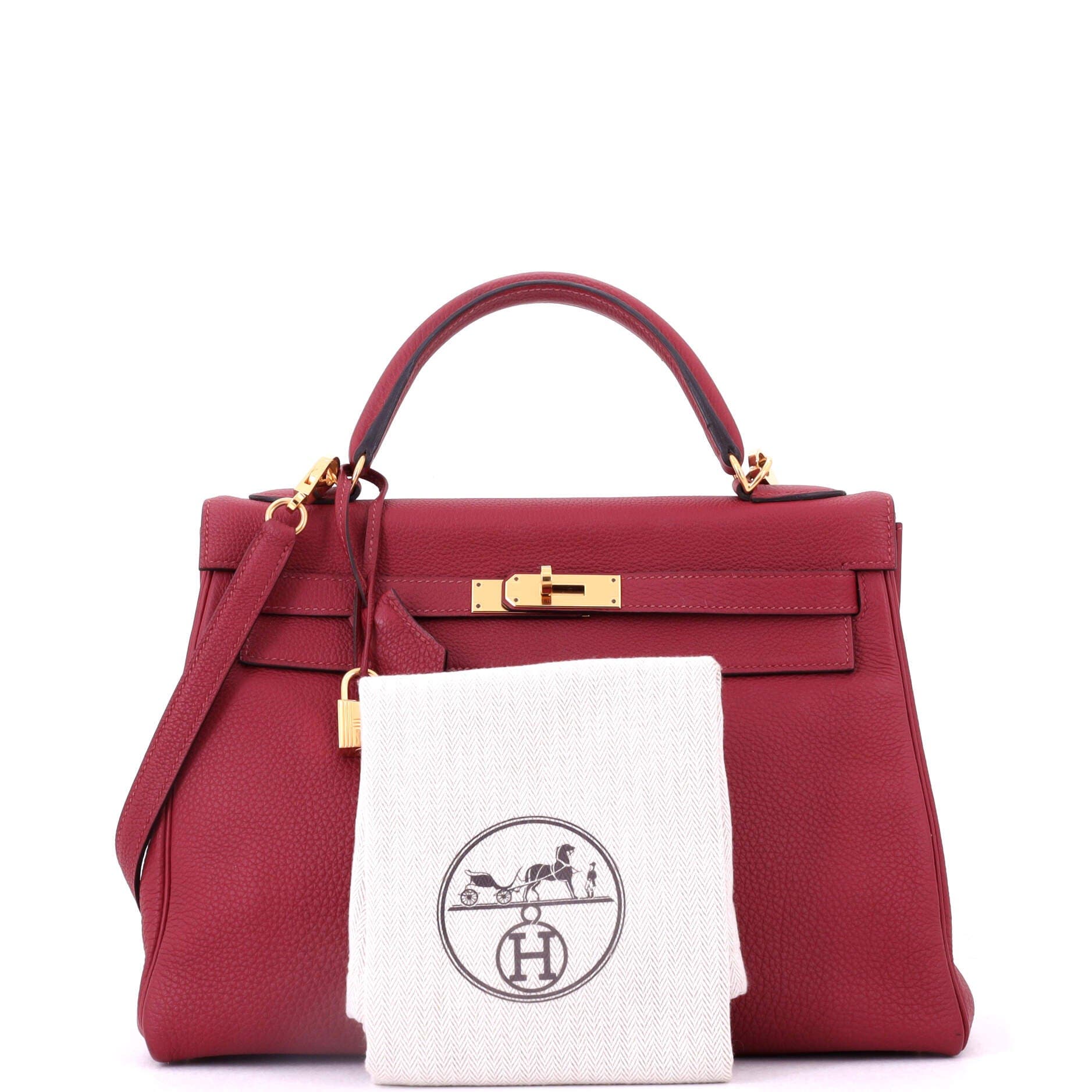 Pre-Owned Hermes Kelly Handbag Red Togo with Gold Hardware 32, Alternate, color, Rouge Grenat