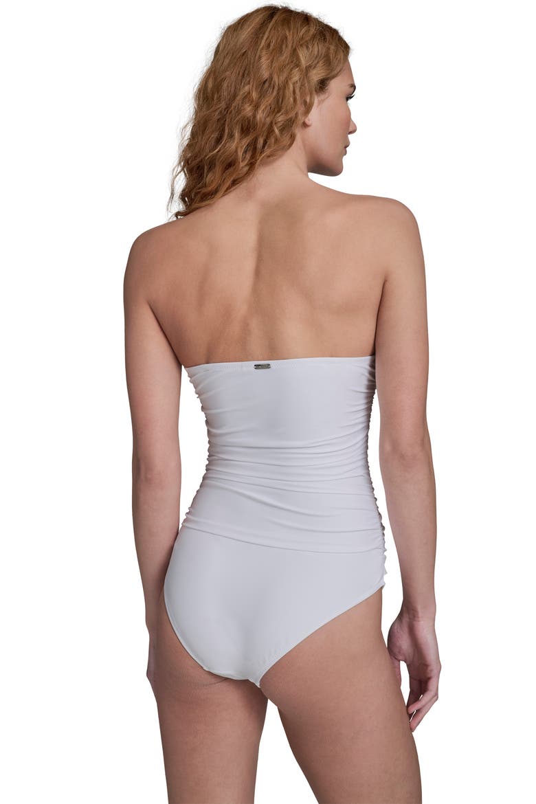 Shirred Bandeau One-Piece Swimsuit, Alternate, color, BRIGHT WHITE