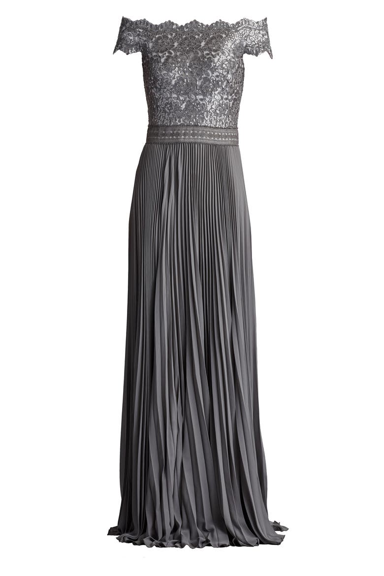 Sequin Bodice Short Sleeve Gown, Alternate, color, MIST