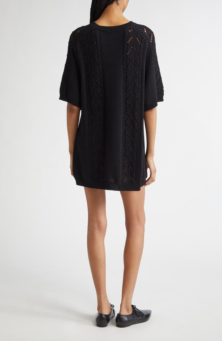 LOULOU DE SAISON Arman Oversize Cotton Mini Sweater Dress, Alternate, color, Black