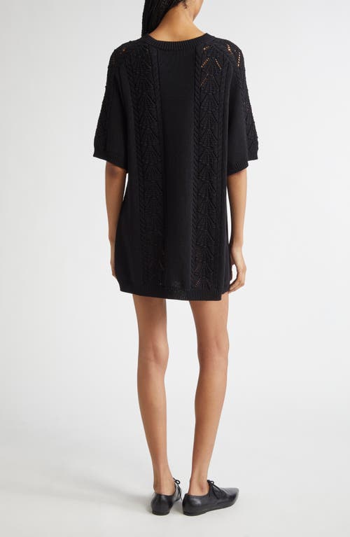Loulou De Saison Arman Oversize Cotton Mini Sweater Dress In Black