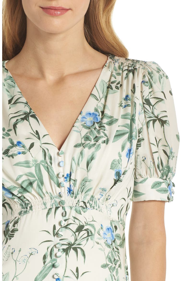 Lauren Botanical Garden Print Midi Dress (Nordstrom Exclusive), Alternate, color, BONE/ BLUE