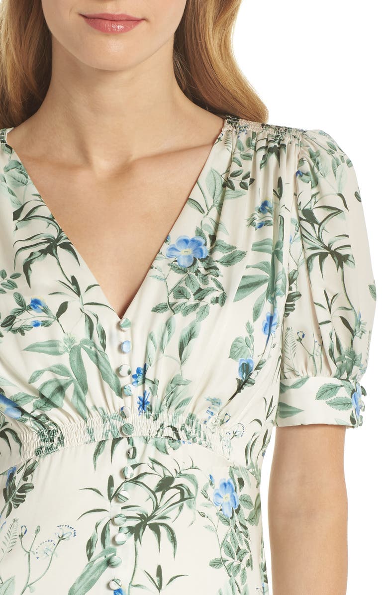 Gal Meets Glam Collection Lauren Botanical Garden Print Midi Dress, Alternate, color, 