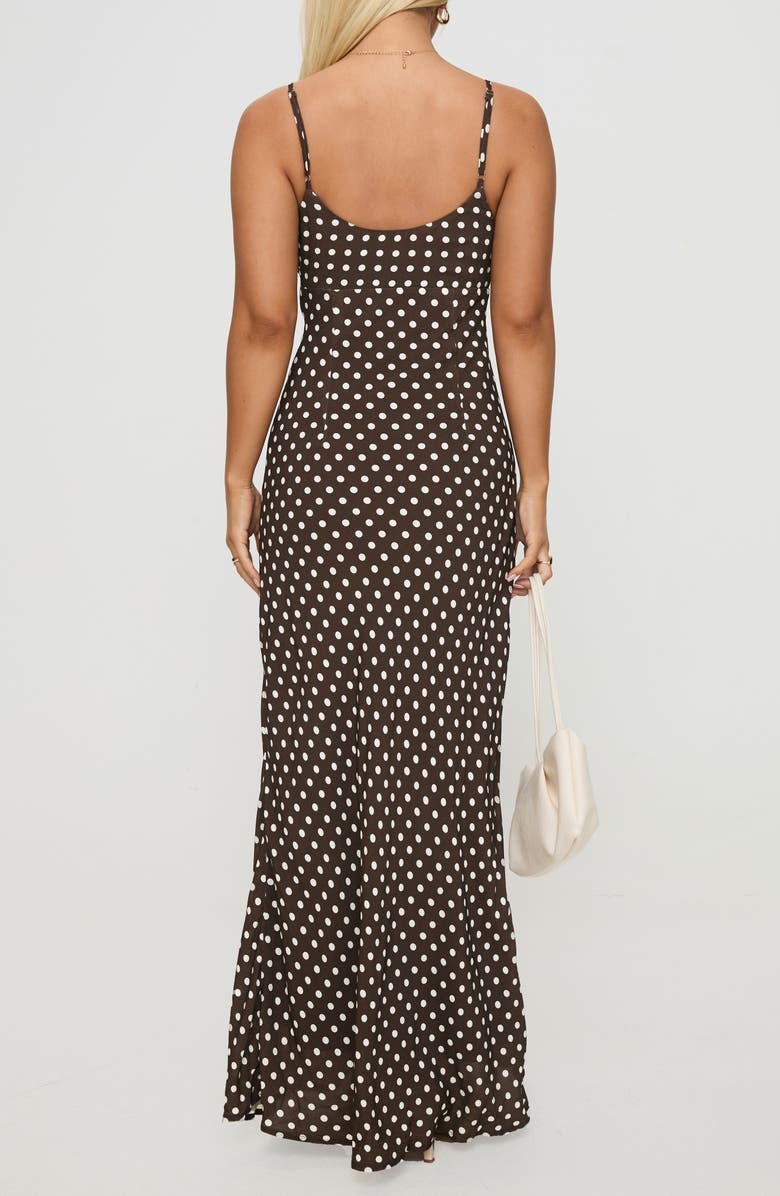 Princess Polly Jorjana Polka Dot Maxi Dress, Alternate, color, Brown / White