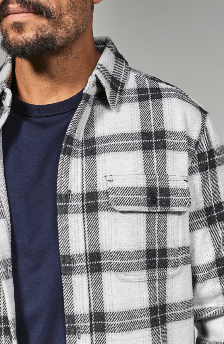 7 Diamonds Generation Plaid Stretch Flannel Button-Up Shirt, Alternate, color, Black/ Grey/ White