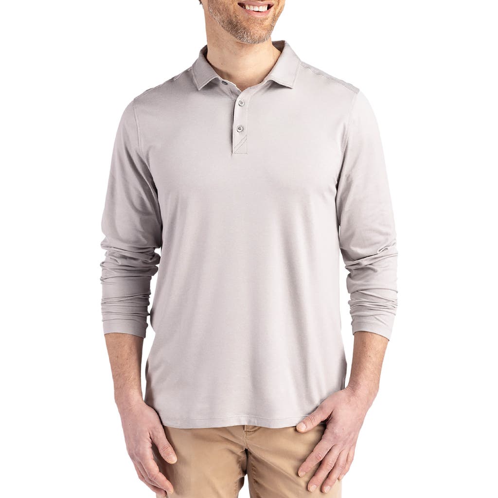 Cutter & Buck Coastline Epic Comfort Long Sleeve Polo In Concrete