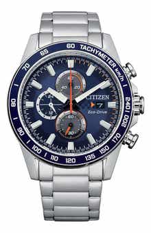 Eco Drive Chronograph Stainless Steel Bracelet Watch, 44mm
