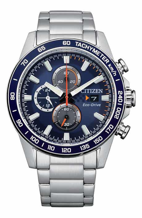 Eco Drive Chronograph Stainless Steel Bracelet Watch, 44mm