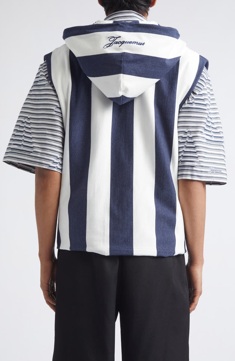 Jacquemus Marinière Stripe Sleeveless Hoodie, Alternate, color, Jacquard Big Stripes Navy