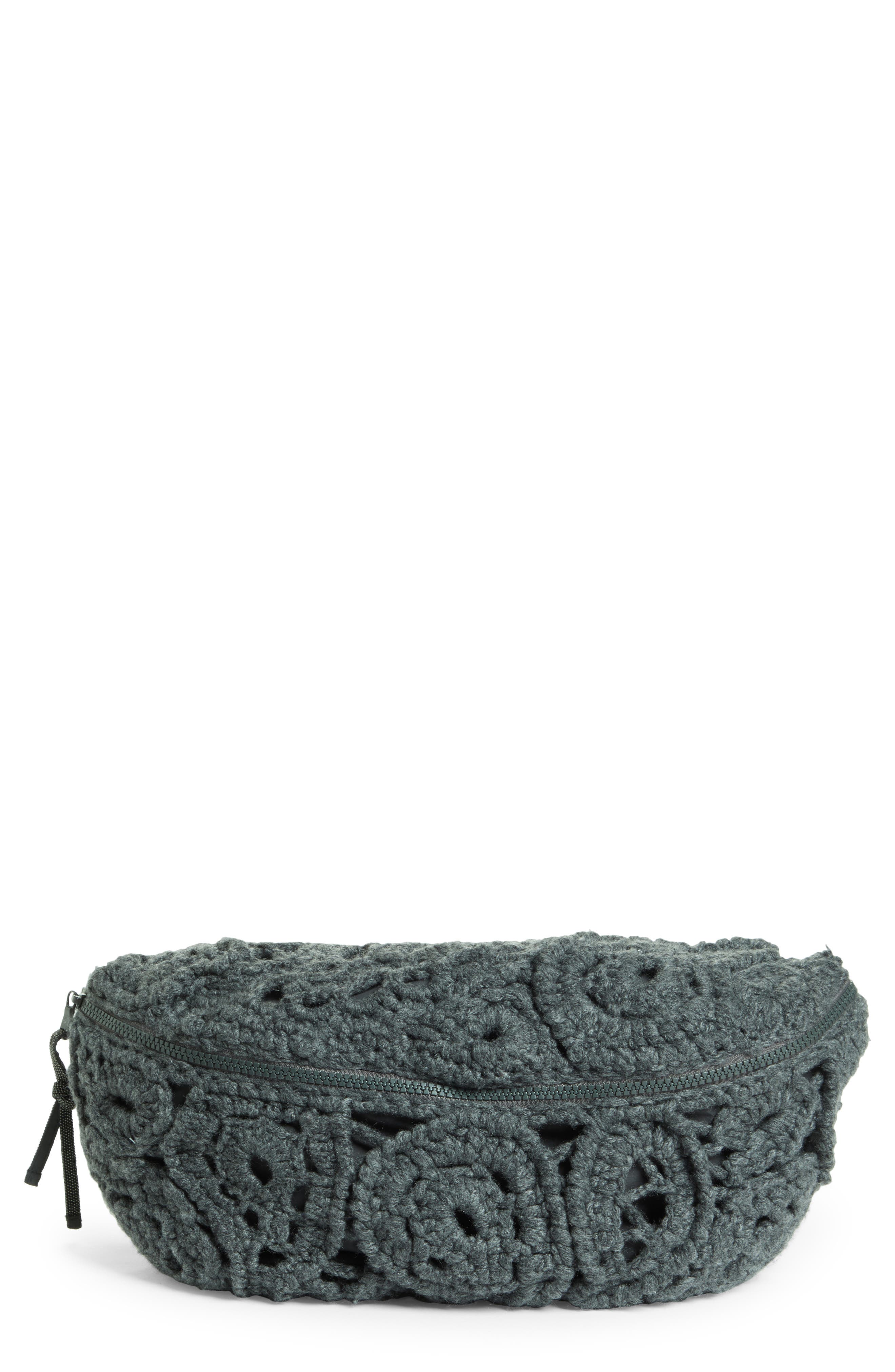 Brunello Cucinelli Crochet Paisley Cashmere Belt Bag, Main, color, 