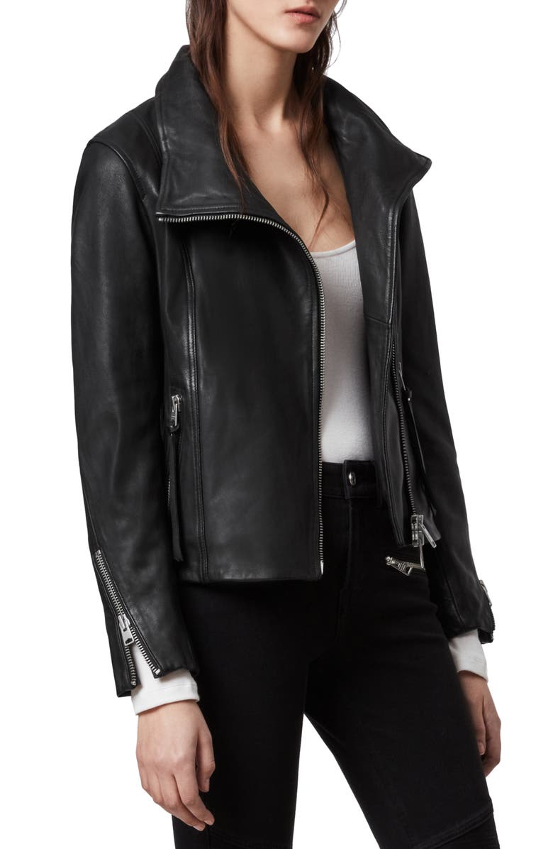 AllSaints Ellis Leather Biker Jacket, Alternate, color,