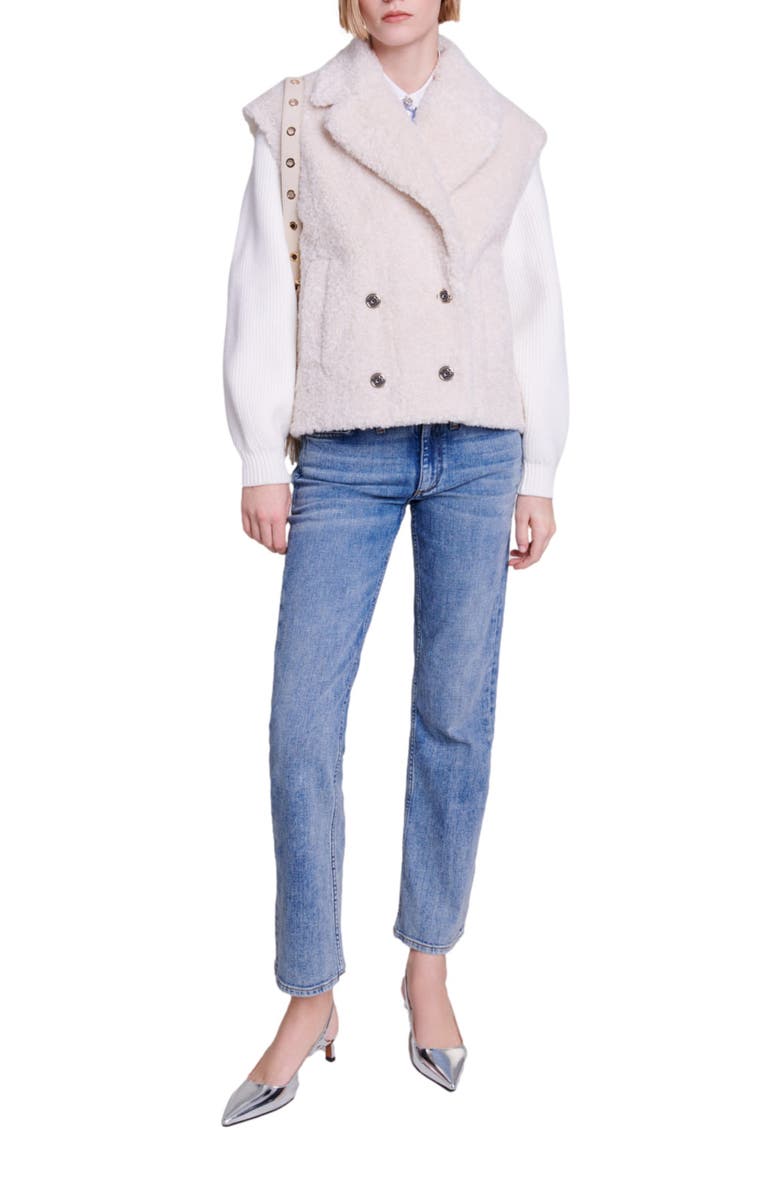 maje Belere Mixed Media Faux Fur Jacket, Alternate, color,
