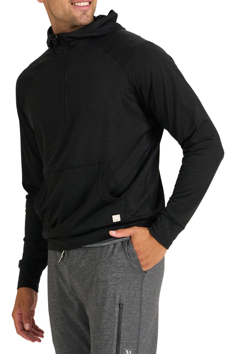 Vuori Ponto Performance Half Zip Hoodie, Main, color, Black Heather