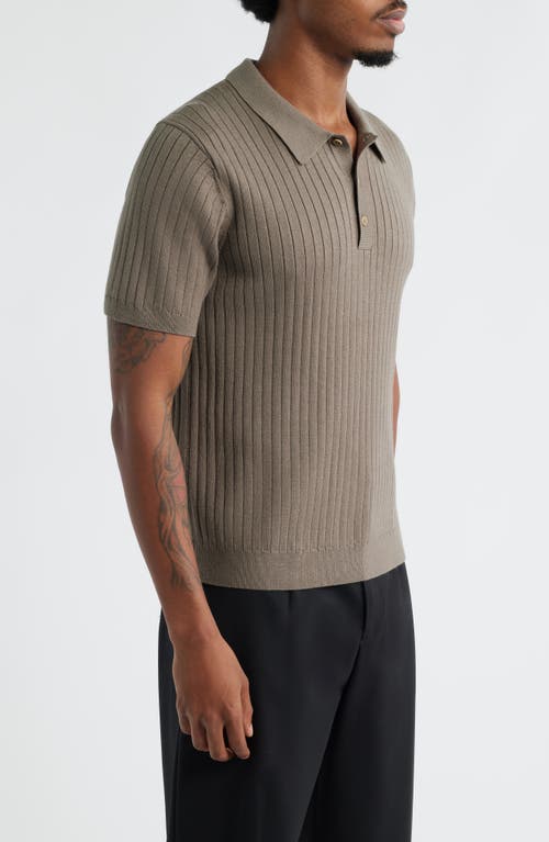 Open Edit Rib Polo Sweater In Brown