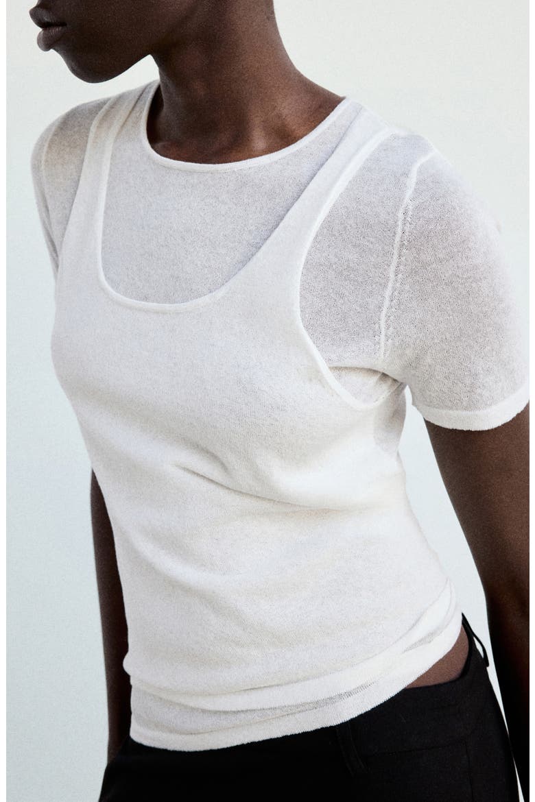 Layered Knit Sweater, Alternate, color, WHITE
