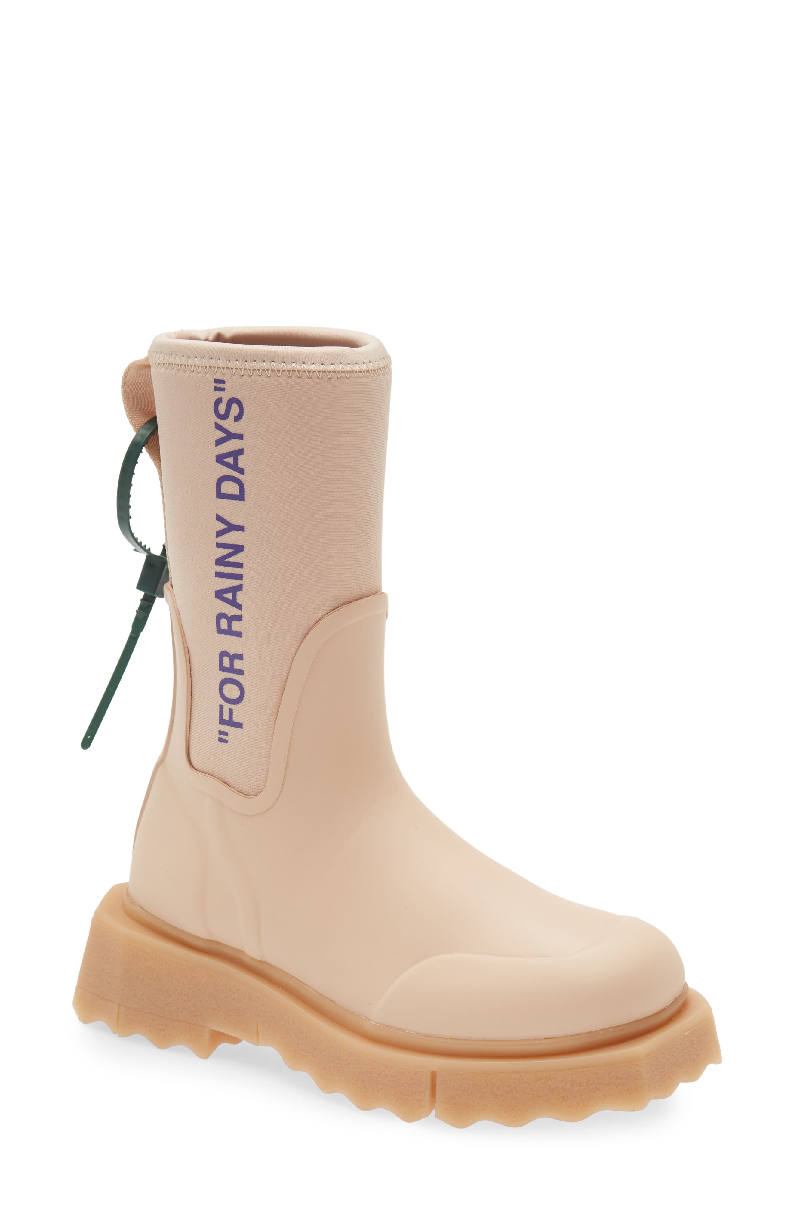 Off-White Sponge Rubber Rain Boot, Main, color, 
