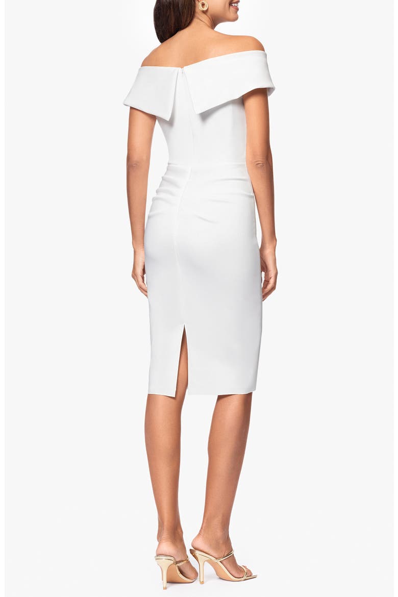 Ruffle Off the Shoulder Scuba Knit Cocktail Dress, Alternate, color, IVORY