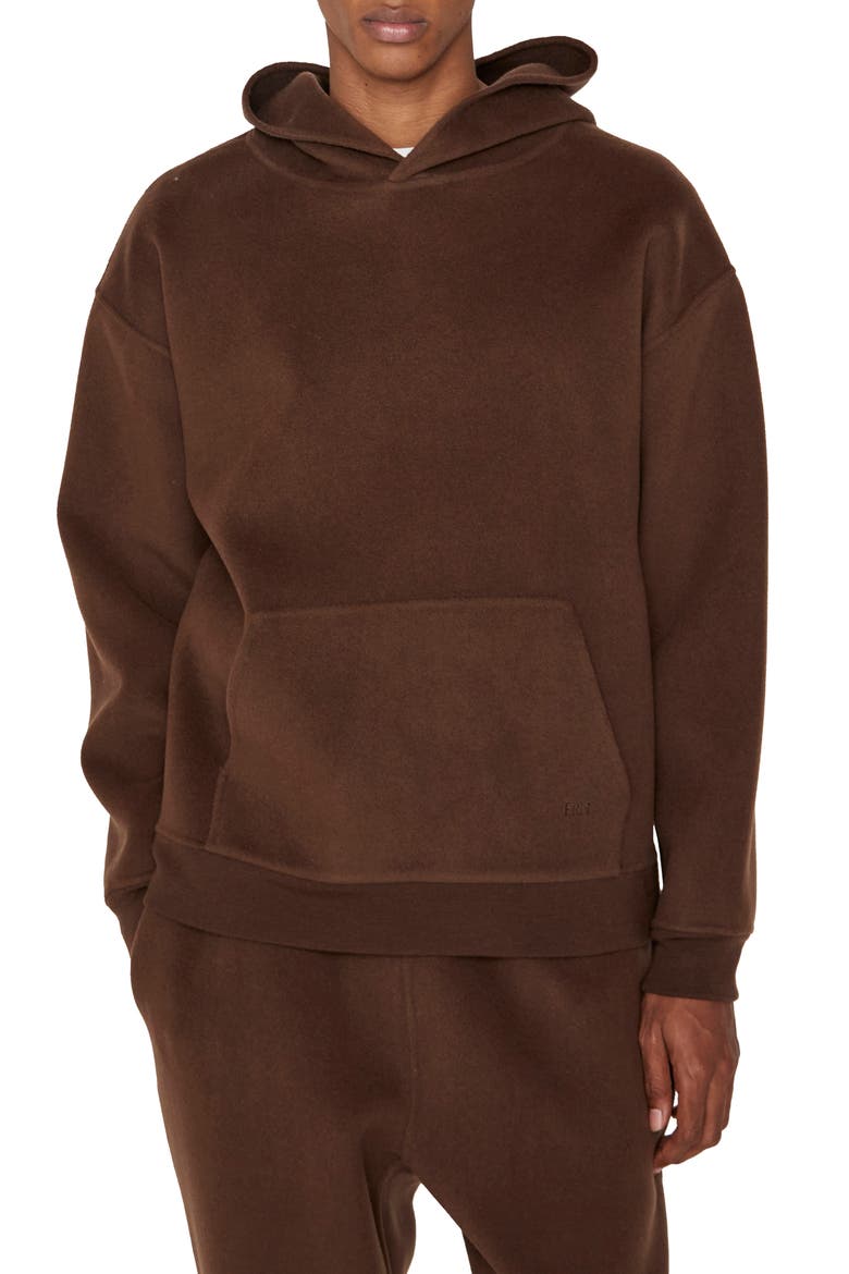 Double Face Wool Blend Hoodie, Main, color, WOOD