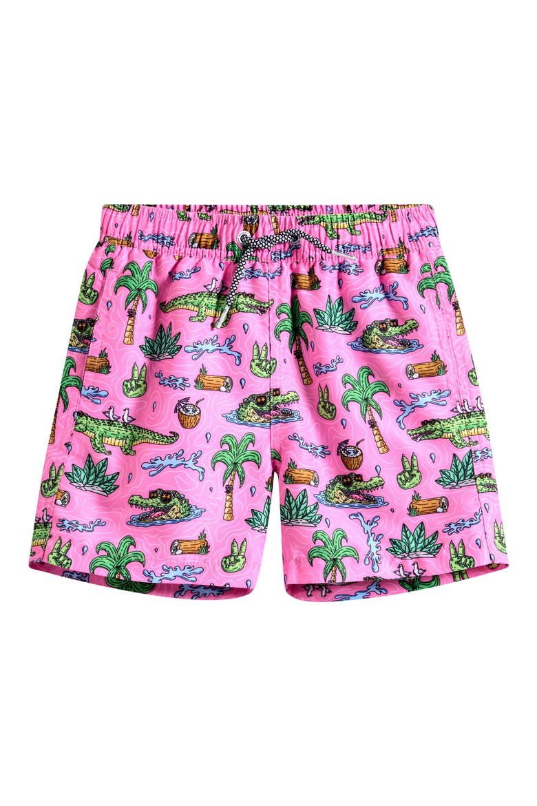 Kids' Mulga Crocs Swim Trunks, Main, color, PINK