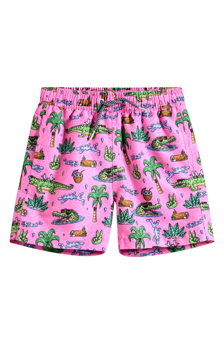 Boardies Kids' Mulga Crocs Swim Trunks, Main, color, Pink